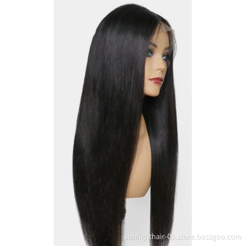 wholesale virgin vendors wigs Straight  Lace Frontal Wig With Bangs  Brazilian Human Hair Glueless Front Lace Wig For Women